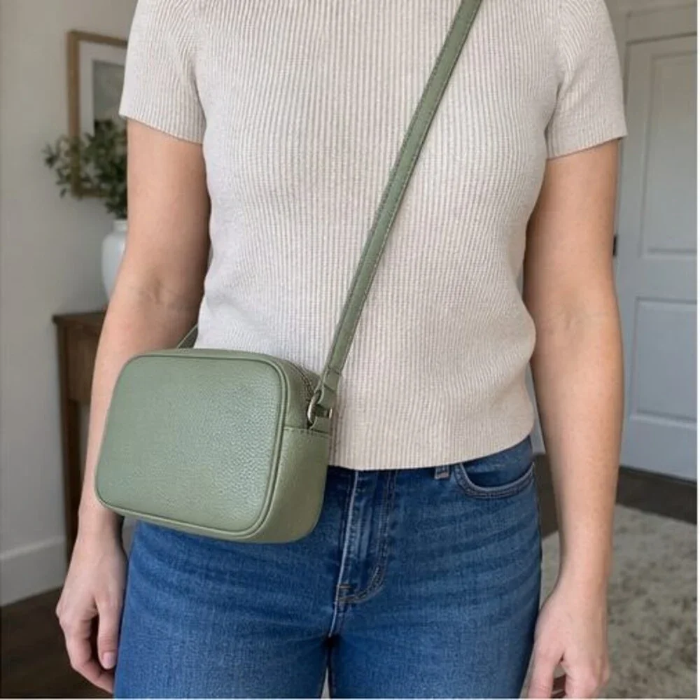 Olive Quilted Crossbody Bag